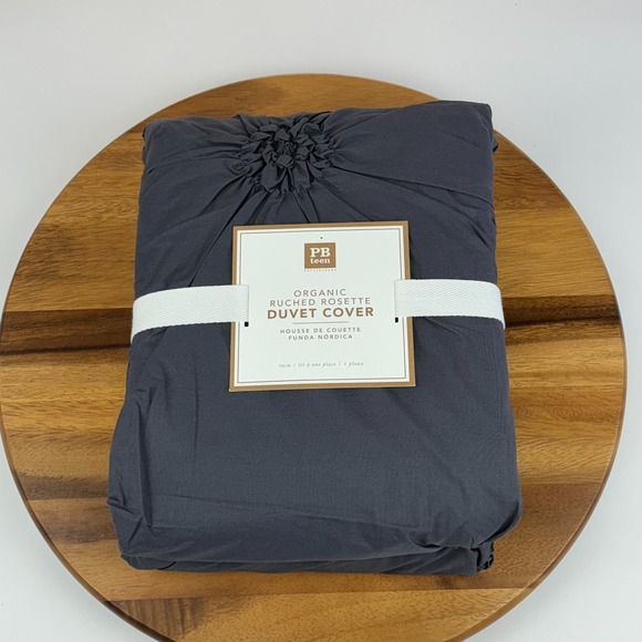 Pottery Barn Teen Ruched Rosette Duvet Cover Vintage‎ Ebony Gray Twin